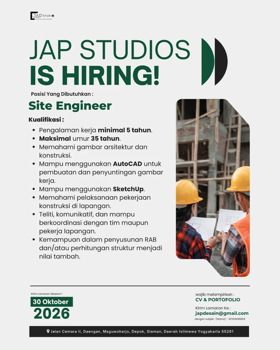 Poster Arsitek, Site Engineer di Jap Studios 2