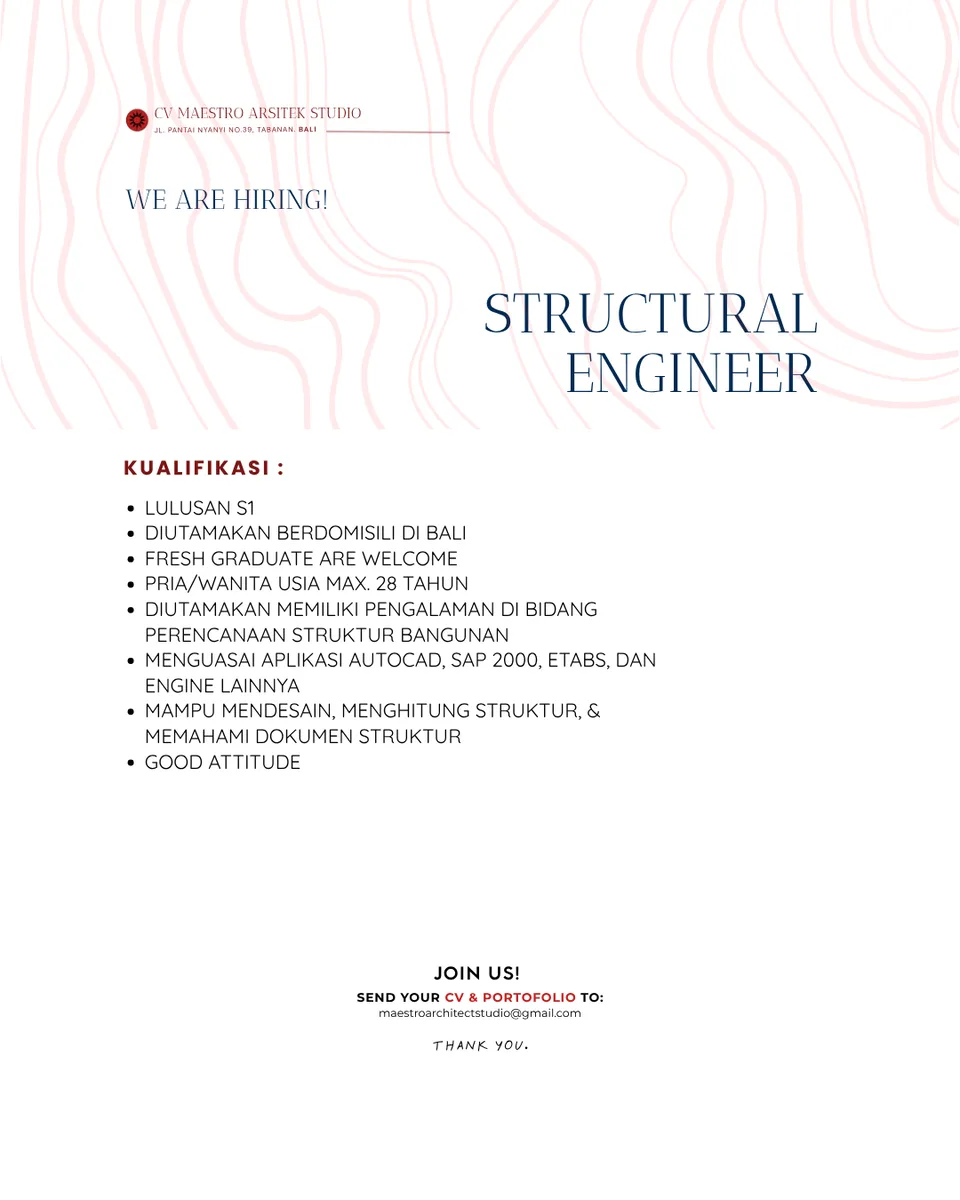 Poster Drafter, Accounting, Structural Engineer - KAB. TABANAN | CV MAESTRO ARSITEK STUDIO 4