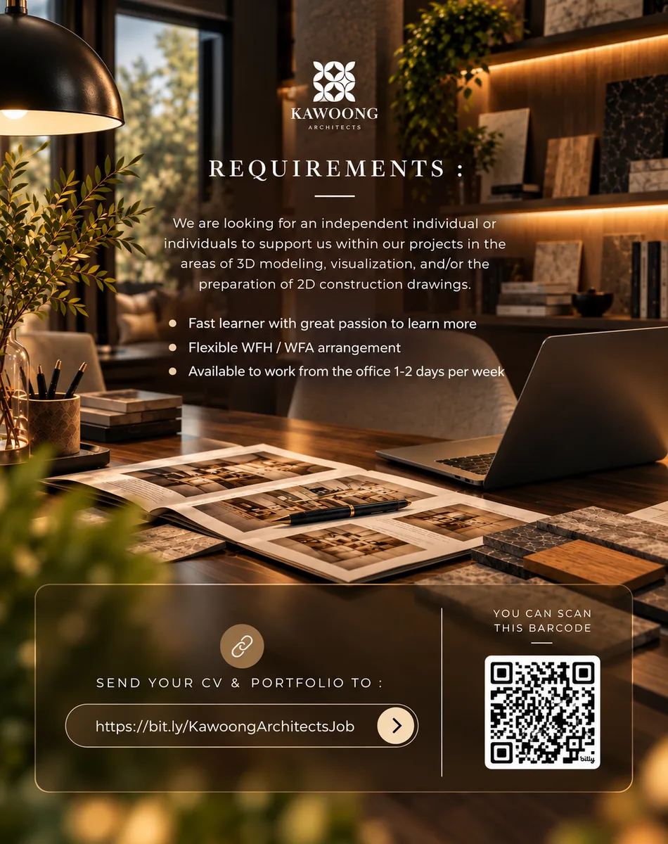 Poster Interior Designer Freelance, Project Delivery Coordinator, Intern Architect - Surabaya | Kawoongarchitects 2