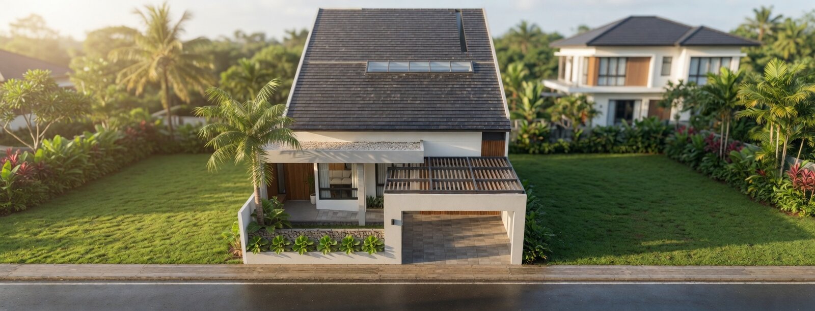 rumah tropis 2 lantai