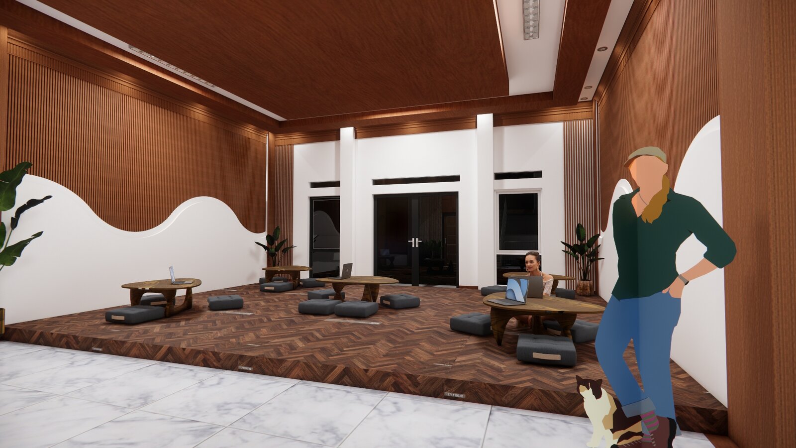 Lobby dormitory A Politeknik Perkeretaapian Indonesia Madiun
