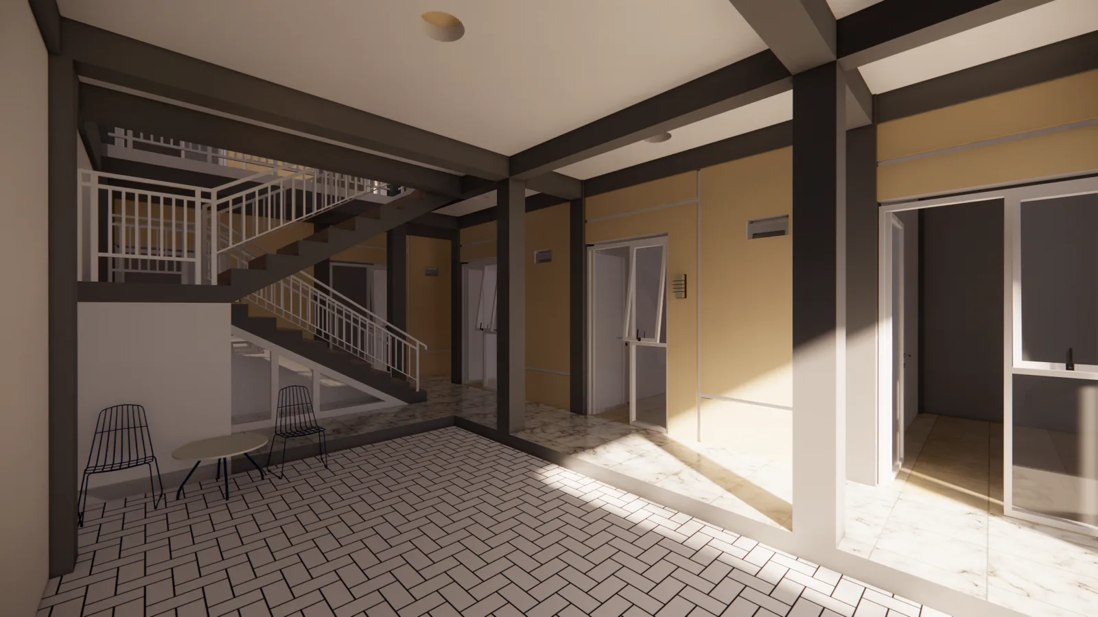 Desain Kamar Kost 16 Kamar 2 Lantai (9m x 24m)