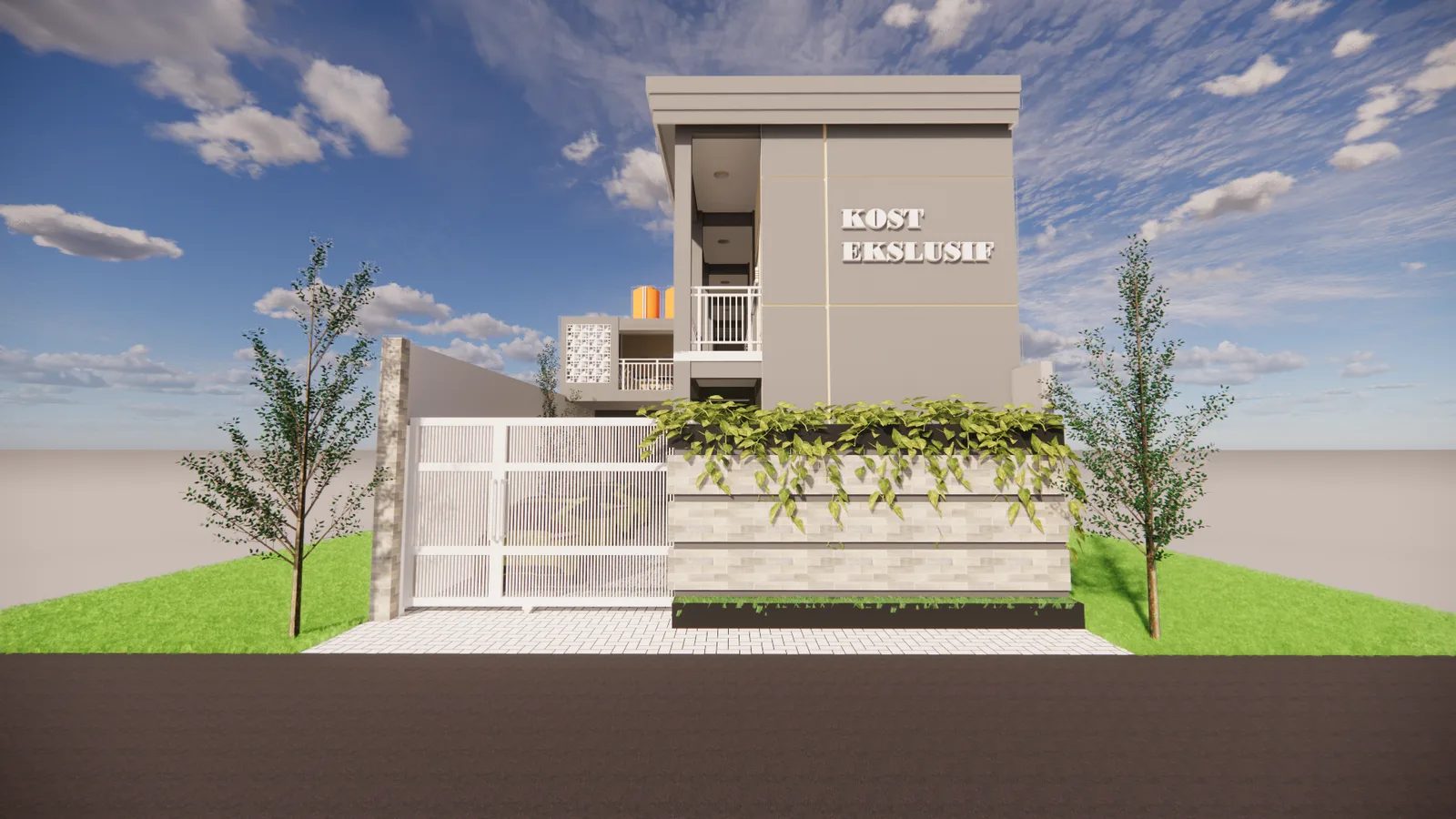 Desain Kamar Kost 16 Kamar 2 Lantai (9m x 24m)