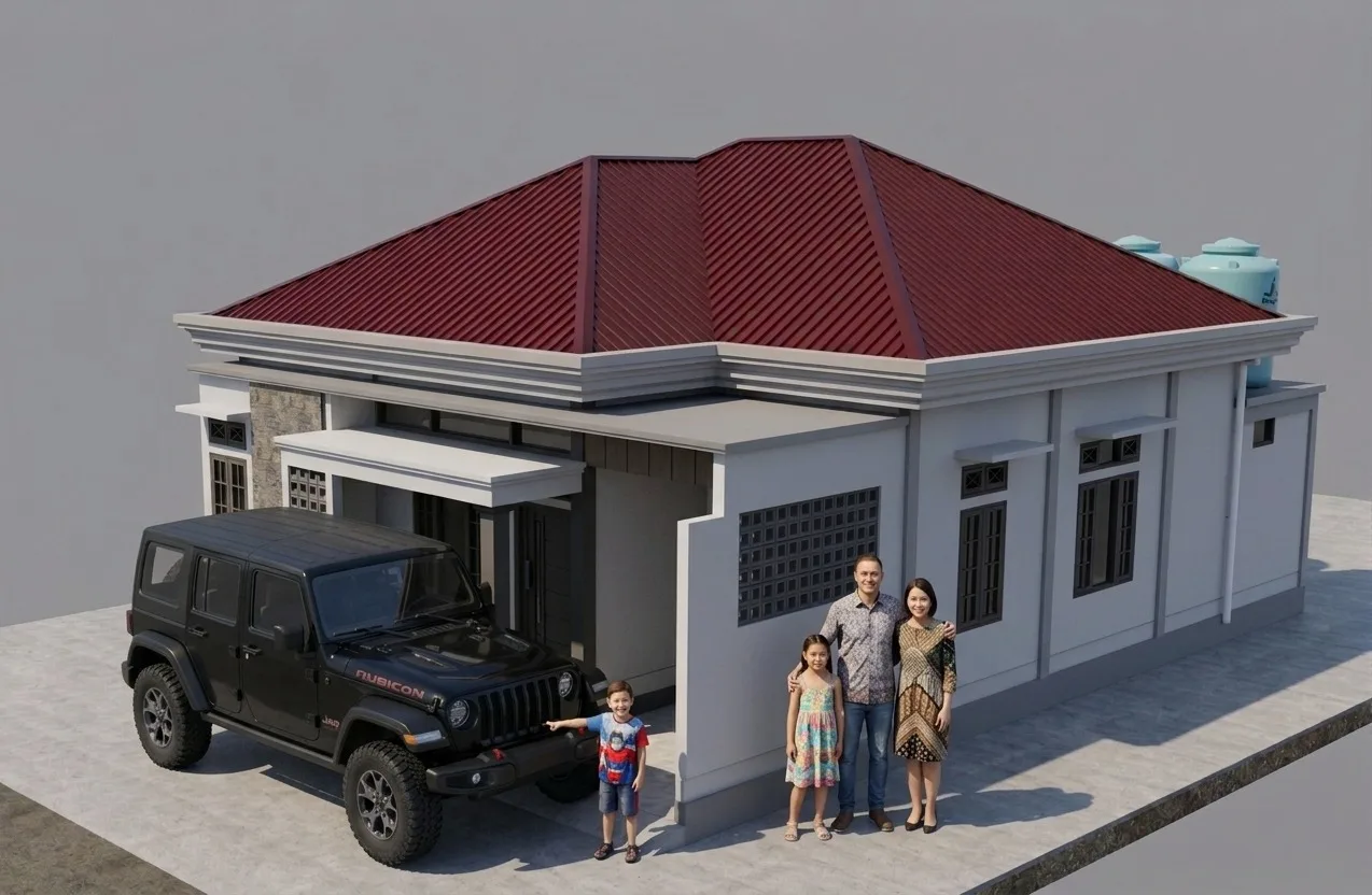 Rumah minimalis 1 lantai dan museum daerah